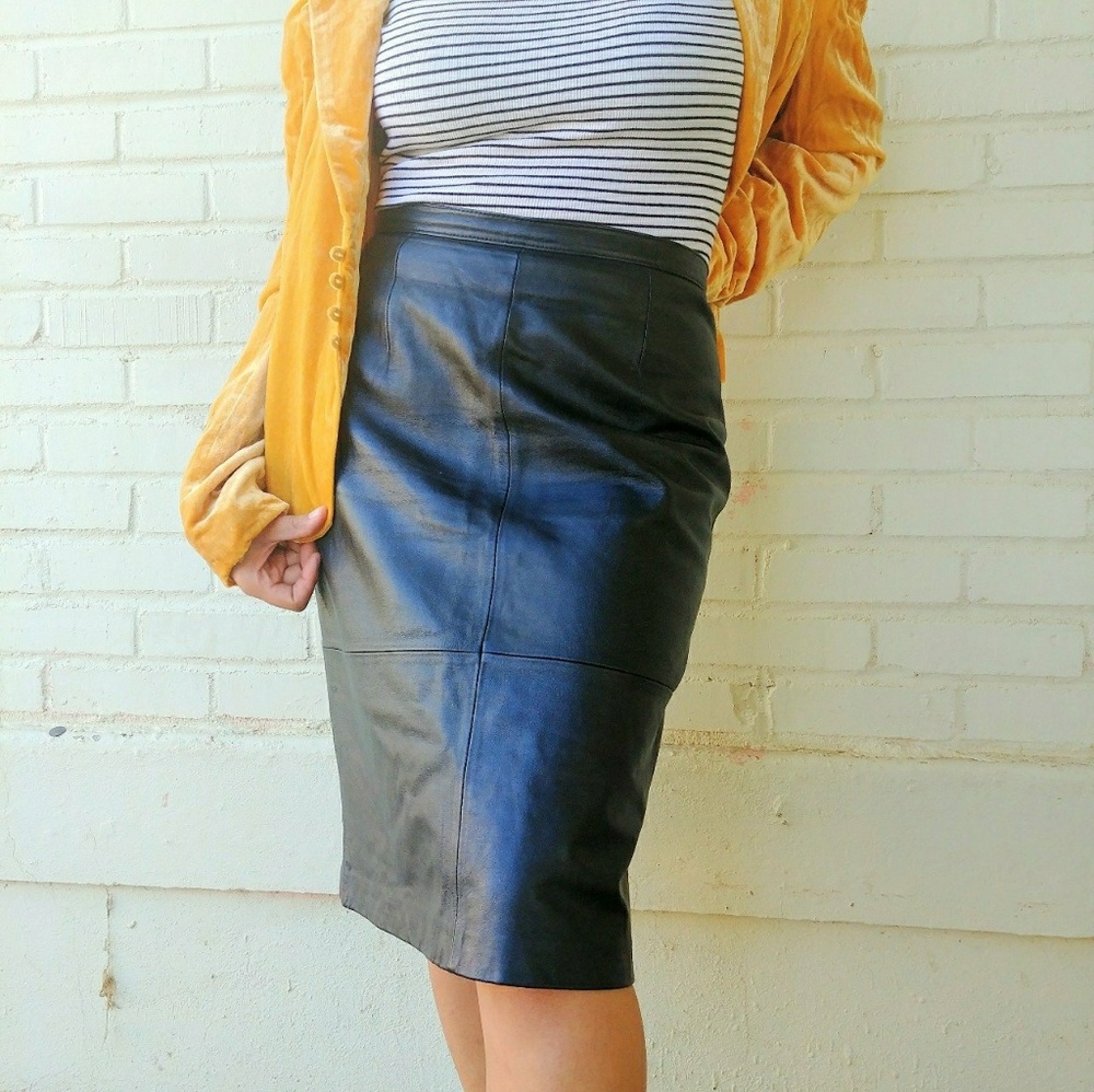 Black Leather Pencil Skirt